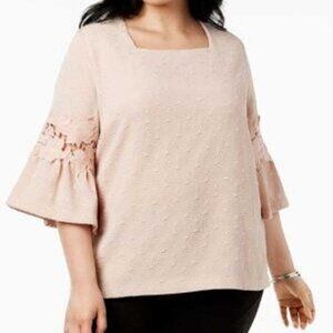 Calvin Klein Women's Plus Size Lace-Detail Top - Blush P3080